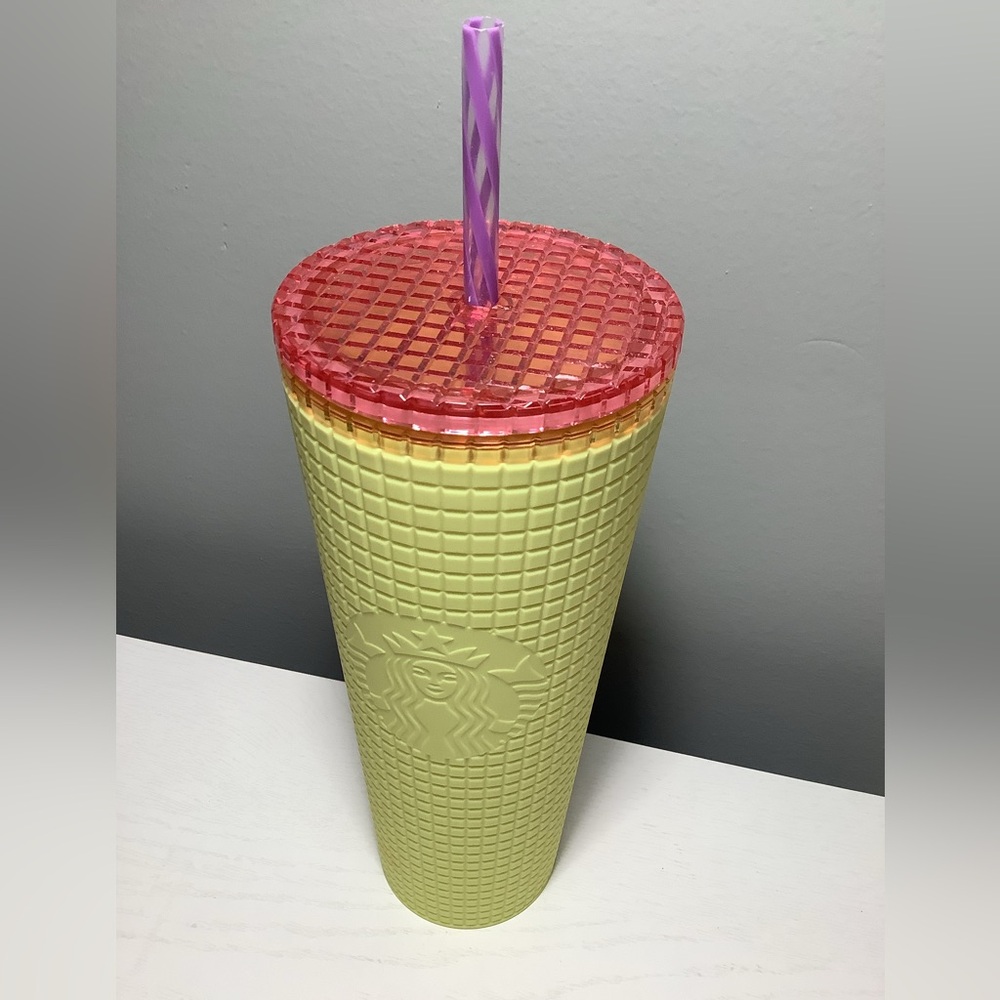 Starbucks Tumbler with Pink Lid and Purple Straw
